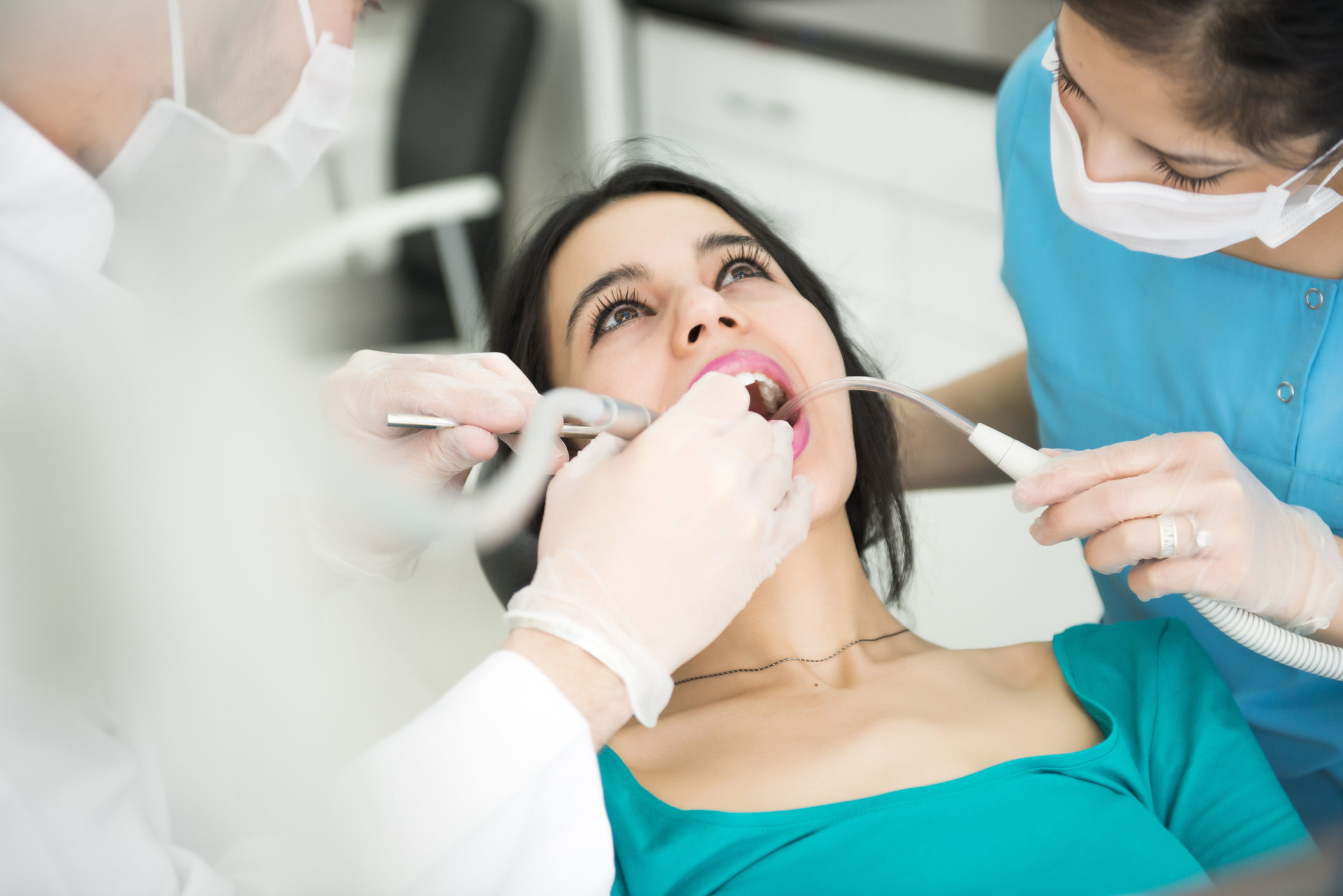 dentist examining patient